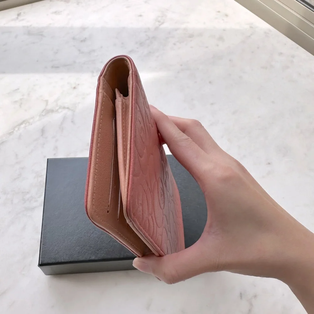 Chanel CC Coral Camellia Bifold Wallet